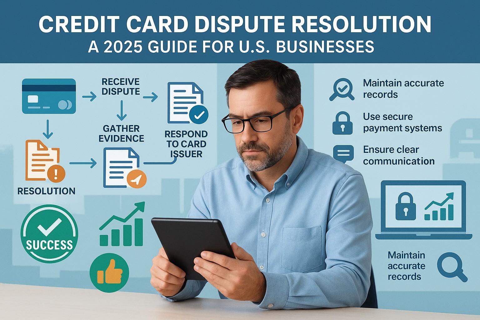 Business owner managing credit card disputes 2025