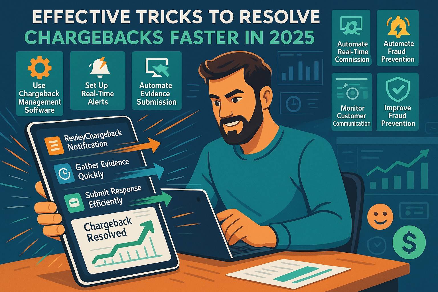 Business owner reviewing chargeback dispute files