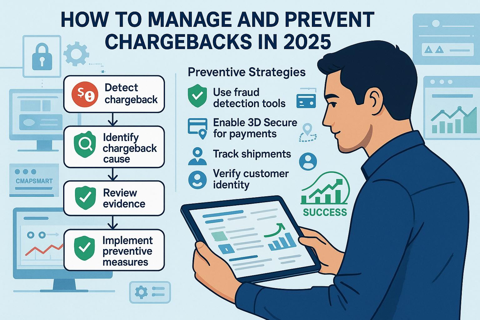 Businessman reviewing chargeback strategies for 2025
