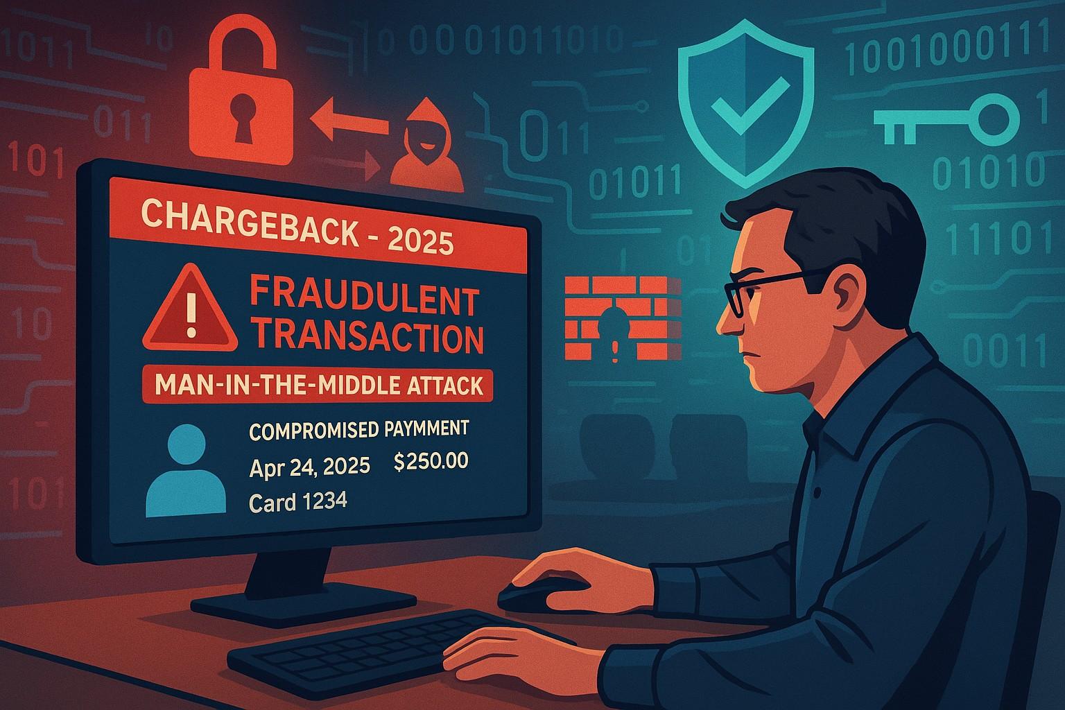 Man-in-the-middle attack concept illustration