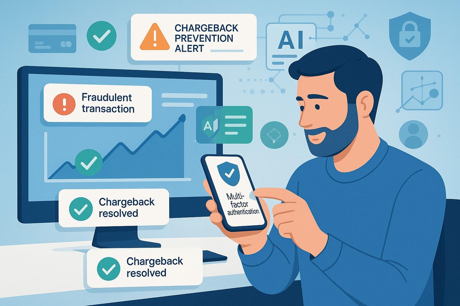 Chargeback prevention alert notifications on a business dashboard