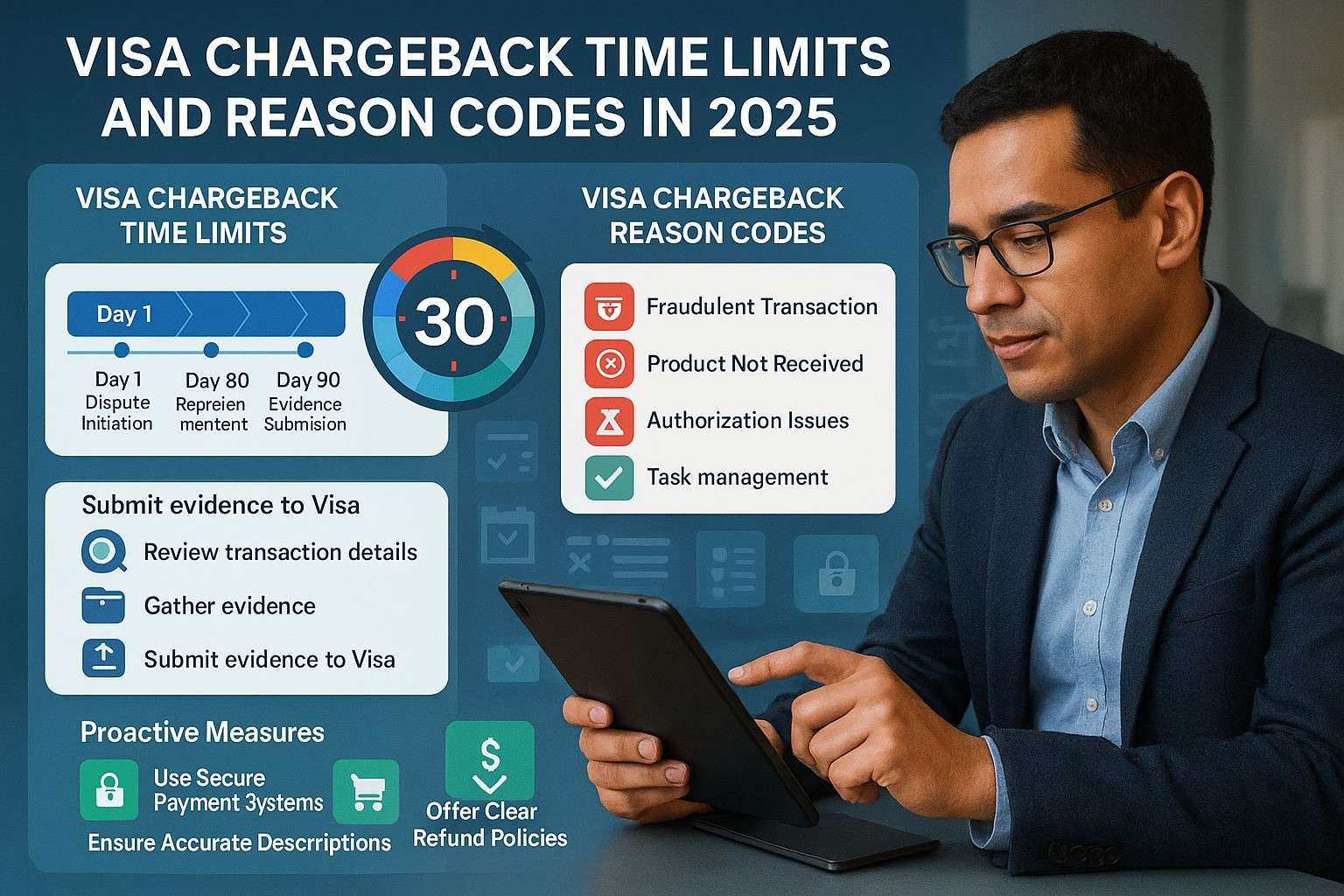 Visa chargeback calendar deadline illustration for 2025